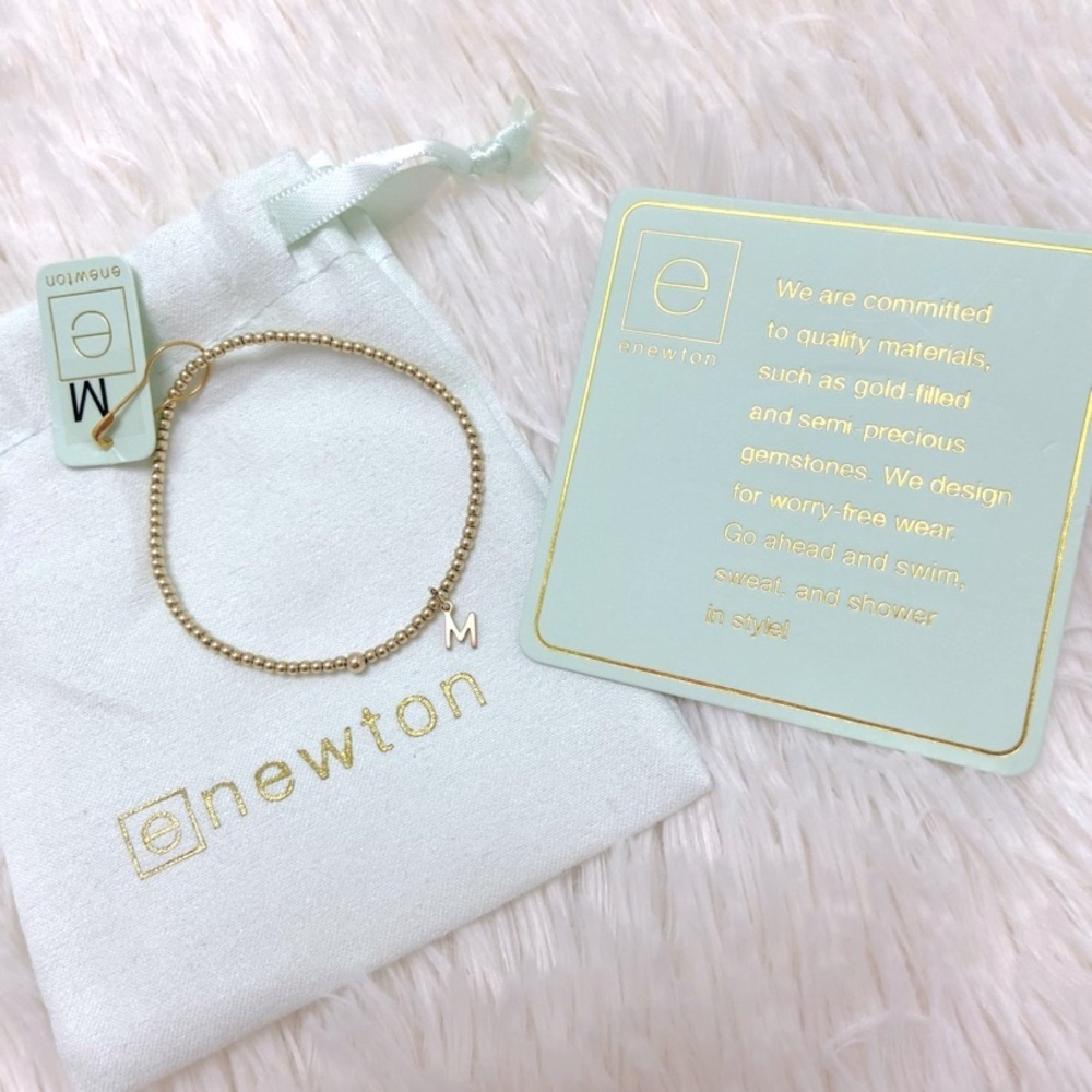 SOLD - Enewton classic 2mm 14kt gold-filled bead bracelet with “M” charm NWT